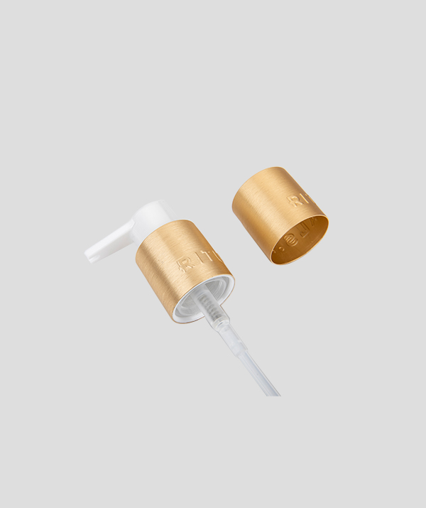 Aluminum metal collar for lotion pump cosmetics packaging