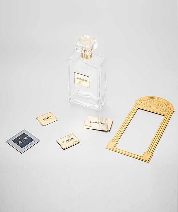 Aluminum metal label for perfume bottle